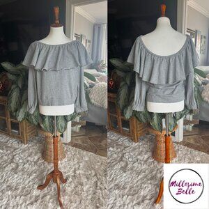 Romeo and Juliet Gray Off the Shoulder Top